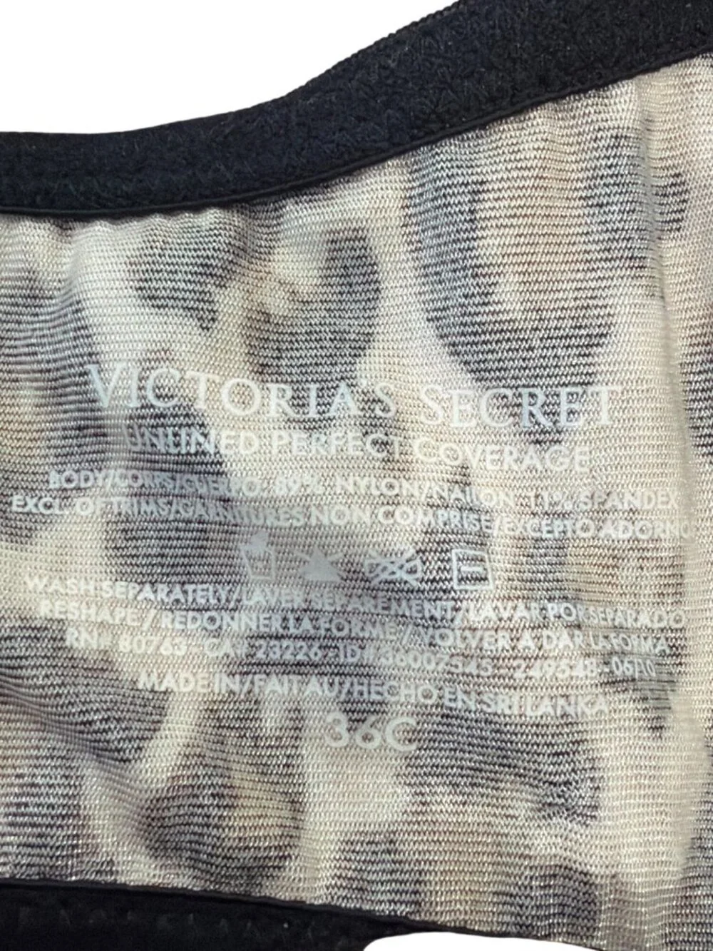 Victoria's Secret 36C Second Skin Satin Leopard Print Unlined Perfect Coverage